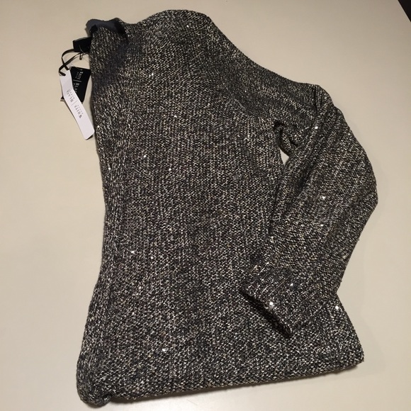 White House Black Market Sweaters - NWT WHBM Silver Sequin Sparkle Duster Sweater L